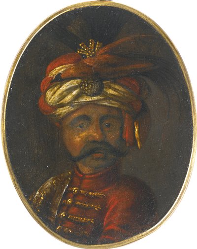 Soliman II - Suleiman II (1642-1691), Ottomaanien valtakunnan sulttaani - Nimetön - 1600-luvun toinen puoli. - Guassi puulla - 12x8,4 - Yksityiskokoelma tekijältä Anonymous Anonymous