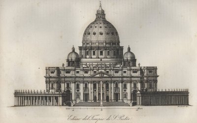 Pyhän Pietarin basilika (Pyhän Pietarin basilika) Roomassa - kaiverrus kirjasta "Kaikkeuden kaikkien kansojen tapoja ja perinteitä". Se on kaikkien kansojen hallituksen, lakien, miliisin, uskonnon historiaa kaukaisimmista ajoista nykypäivään." tekijältä Anonymous Anonymous