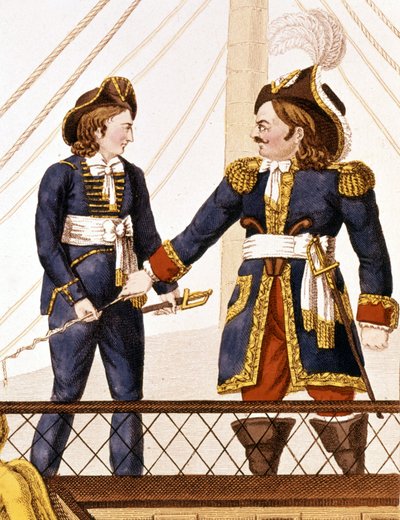 Surcouf veneessään Emile. Suosittu kaiverrus, 1800-luvun alku, , Pariisi. tekijältä Anonymous Anonymous