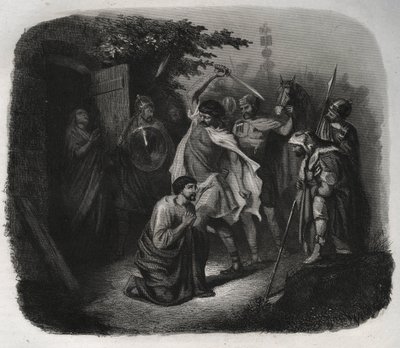 Pyhän Julianuksen dekolaatio (marttyyrikuolema). Kaiverrus vuodelta 1846 kirjassa "Pyhien elämää". Yksityinen kokoelma. tekijältä Anonymous Anonymous