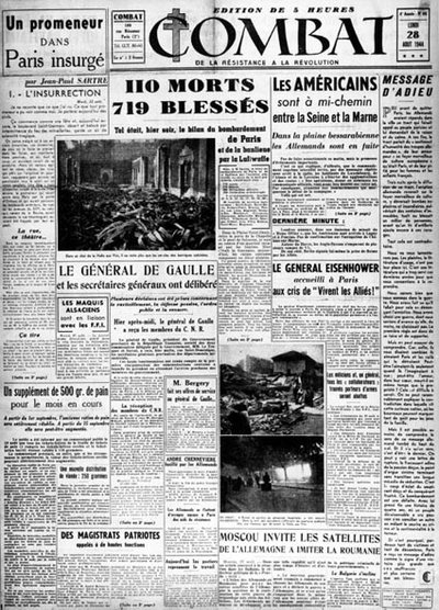 Pariisin kapina pääkaupungin vapauttamiseksi - "Taistelun" otsikko 28.8.1944, koll. MDJ Bernard. tekijältä Anonymous Anonymous
