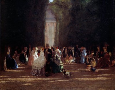 Lehtien kuja toisen imperiumin alaisuudessa oleville tuileriesille. Anonyymi maalaus tekijältä Anonymous Anonymous