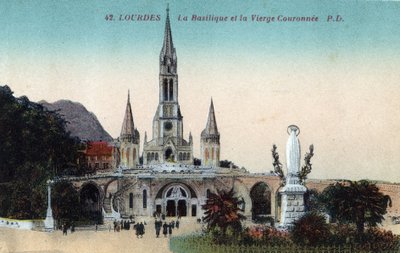 Basilika ja neitsyt kruunattiin Lourdesissa - Hautes Pyrenees (65) noin 1900. tekijältä Anonymous Anonymous