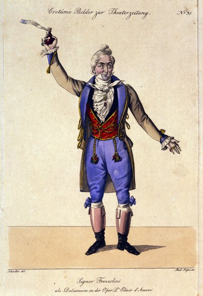 Basso Giuseppe Frezzolini (1789-1861) tulkitsee tohtori Dulcamaraa Gaetano Donizettin (1797-1848) oopperassa "L