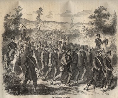 Ketju sai alkunsa Toulon Bagnessa 1800-luvulla. Pierre Zacconen (1817-1895) (1817-1895) (Colonia Penale - Penal Colony) kaiverrus kirjaan ”Vangoitujen historia heidän luomisestaan ​​nykypäivään” (1877). Yksityinen kokoelma. tekijältä Anonymous Anonymous
