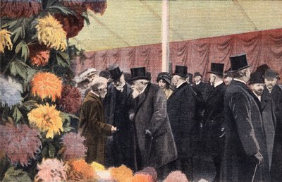 Krysanteemajuhlat: virallinen krysanteeminäyttely. Kaiverrus. Yksi sanomalehdestä "" Le petit parisien"" 20.11.1910. Yksityinen kokoelma. tekijältä Anonymous Anonymous