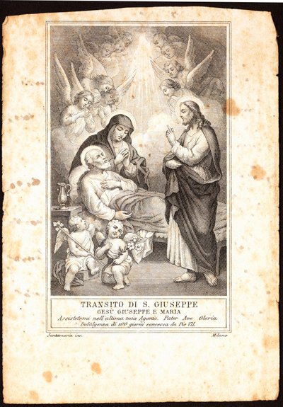 Pyhän Josephin kuoleman kuva. 1800-luvun yksityinen kokoelma tekijältä Anonymous Anonymous