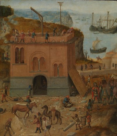 Baabelin torni, n. 1490 (öljy paneelille) tekijältä Anonymous Anonymous
