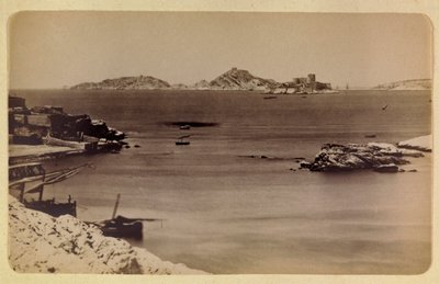 Marseillen kaupunki ympäristöineen noin 1885-1890: Ifin linna ja saaret, yksityinen kokoelma tekijältä Anonymous Anonymous