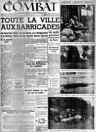 Koko kaupunki barrikadeilla: Pariisin vapauttaminen - "taistelussa" 23.8.1944, koll. MDJ Bernard. tekijältä Anonymous Anonymous