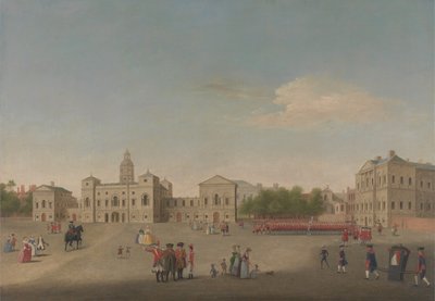 Näkymä Horse Guardsista ja Whitehallista, n. 1750 (öljy kankaalle) tekijältä Anonymous Anonymous