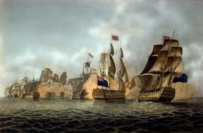 Näkymä Cape Saint-Vincentin taistelusta 14.2.1797 Kaiverrus 1798 tekijältä Anonymous Anonymous