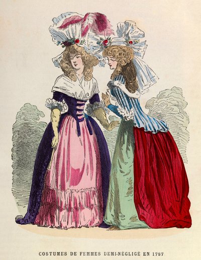 Naisten puvut puoliksi - neglige 1787 - yksityinen kokoelma tekijältä Anonymous Anonymous