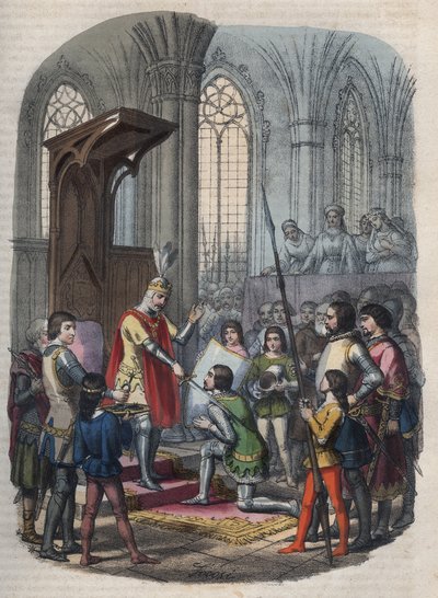 ritariksi - Arthur I, Bretagnen herttua tai Arthur Plantagenet, otettuaan Gournay-en-Brayn, Philip II tai Philip Augustus tekee sen ritariksi tekijältä Anonymous Anonymous
