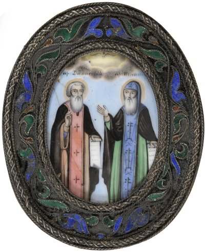 Pyhät Dimitry Rostovin ja Ignatius Brianchaninov tekijältä Anonymous Russian icon painter