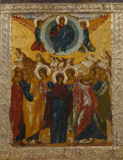 Kristuksen taivaaseenastuminen, 1497 tekijältä Anonymous Russian icon painter