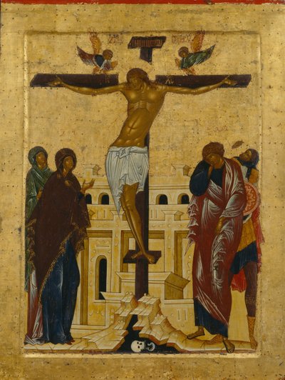 Ristiinnaulitseminen, 1497 tekijältä Anonymous Russian icon painter