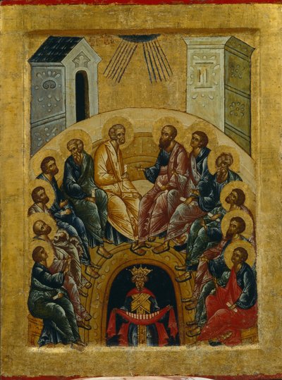 Pyhän Hengen laskeutuminen, 1497 tekijältä Anonymous Russian icon painter