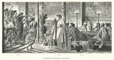 Agathonin ja Platonin juhla, antiikin Kreikka (kaiverrus) tekijältä Anselm Feuerbach