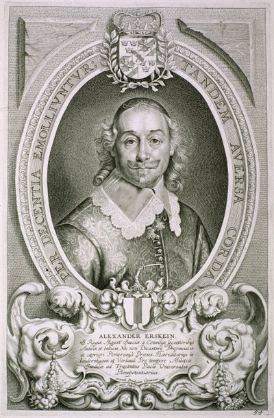 Alexander Erskein (k. 1656) teoksesta Maineikkaiden miesten muotokuvat, kaiverrus Cornelis Galle, julkaistu 1706 tekijältä Anselmus van Hulle