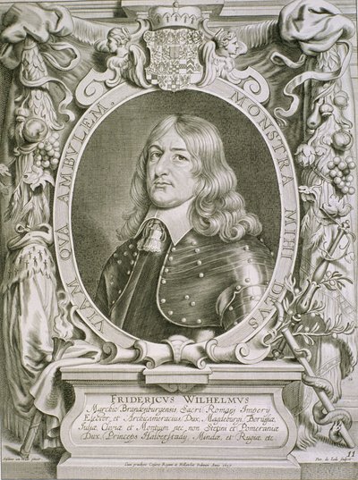 Frederick William (1620-88) Brandenburgin vaaliruhtinas, kirjasta "Portraits des Hommes Illustres", kaiverrus Petrus de Iode, julkaistu 1706 tekijältä Anselmus van Hulle