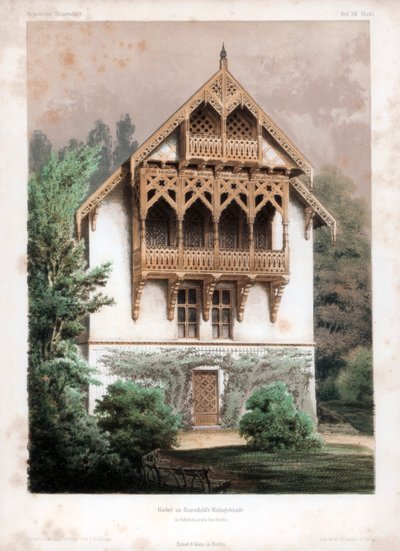 Pääty asuinrakennuksessa, Schonhausen, lähellä Berliiniä, Saksa, c1850 tekijältä Anst von W Loeillot