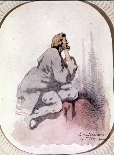 Puolalaisen säveltäjän Frederic Chopinin (1810-1849) muotokuva. Kwiatkowskin vesiväri. tekijältä Antar Teofil Kwiatowski