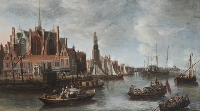 Näkymä Amsterdamin uudelle kirkolle tekijältä Anthonie Beerstraten
