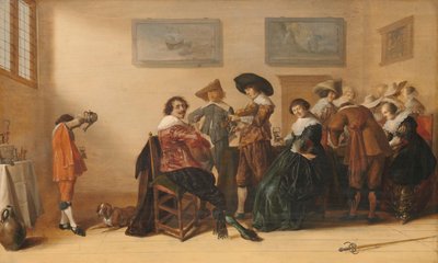 Iloinen seuraa huoneessa, 1633 tekijältä Anthonie Palamedesz