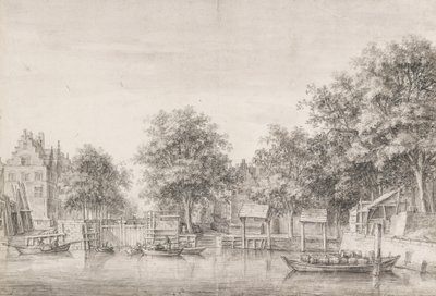 Näkymä Sint-Anthoniessluis-sululle Amsterdamissa tekijältä Anthonie Waterloo