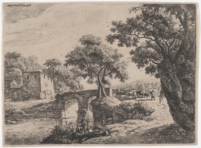 Lauma lähellä kivisiltaa, 1600-luku. tekijältä Anthonie Waterloo