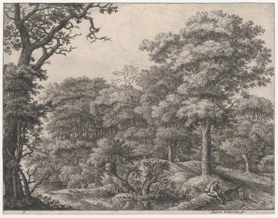 Metsässä lepäävät matkustajat, 1600-luku. tekijältä Anthonie Waterloo
