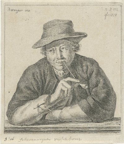 tupakoiva mies Schevingsche kalankasvattaja (nimi esineessä) tekijältä Anthonie Willem Hendrik Nolthenius de Man
