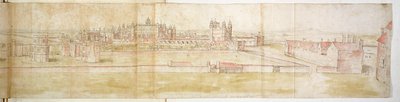 Hampton Courtin palatsi pohjoisesta, n. 1544 (kynä, muste ja wc paperilla) tekijältä Anthonis van den Wyngaerde