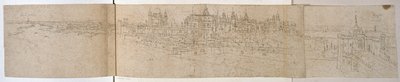 Hampton Court Palace from the River, n. 1544 (kynä ja muste paperille) tekijältä Anthonis van den Wyngaerde