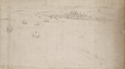 Lontoon panoraama Southwarkista nähtynä: Greenwich, 1554 tekijältä Anthonis van den Wyngaerde