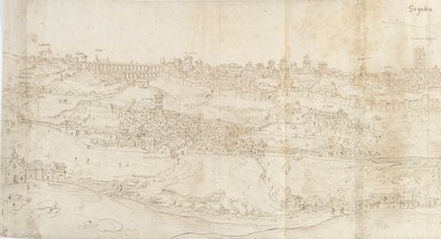Panoraamanäkymä Segoviaan idästä, c1560-1570 tekijältä Anthonis van den Wyngaerde