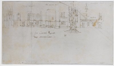Fountain Court, Hampton Court Palace, n. 1544 (kynä ja muste ja kynä paperilla) tekijältä Anthonis van den Wyngaerde