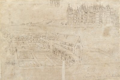 Richmondin palatsin ja Privy Gardensin joen rintama, 1550-luku tekijältä Anthonis van den Wyngaerde