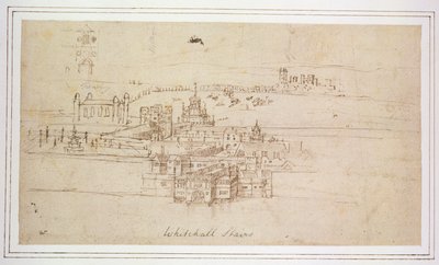 Whitehall Stairs, n. 1544 (kynä ja muste paperille) tekijältä Anthonis van den Wyngaerde