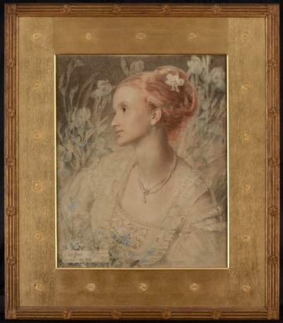 Clara Flower (värilliset liidut kermanväriselle paperille) tekijältä Anthony Frederick Augustus Sandys
