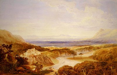 River View (akvarelli kynällä paperille) tekijältä Anthony Vandyke Copley Fielding