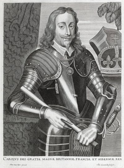 Charles Ison-Britannian, Ranskan ja Irlannin Jumalan armosta" (viivakaiverrus) tekijältä Anthony van (after) Dyck