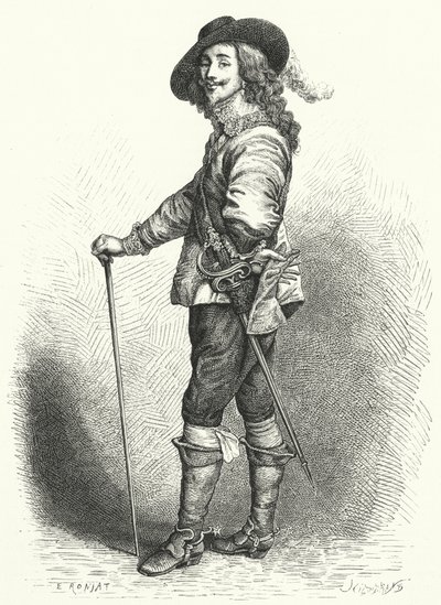 Charles I, Englannin, Skotlannin ja Irlannin kuningas (kaiverrus) tekijältä Anthony van (after) Dyck