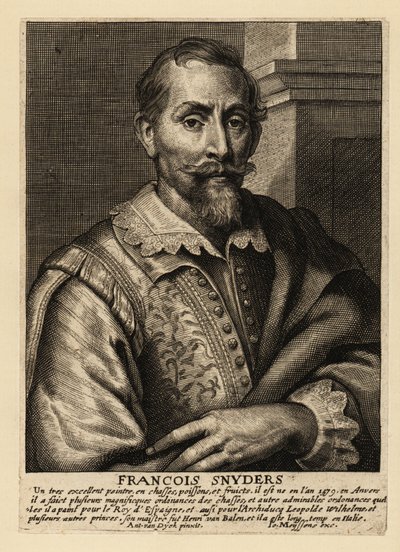 Frans Snydersin muotokuva, flaamilainen eläinten, metsästyskohtausten, markkinakohtausten ja asetelmien taidemaalari tekijältä Anthony van (after) Dyck