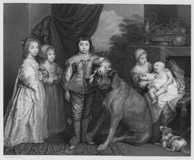 Charles 1:n perhe, kuninkaallisen kokoelman kuvasta (kaiverrus) tekijältä Anthony van (after) Dyck