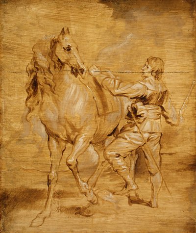 Mies nousemassa hevoselle, n. 1630. tekijältä Anthony van Dyck
