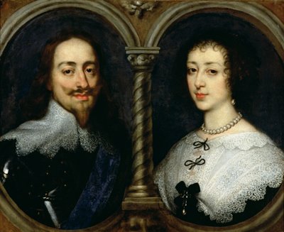 Englannin Kaarle I (1600-49) ja kuningatar Henrietta Maria (1609-69) tekijältä Anthony van Dyck