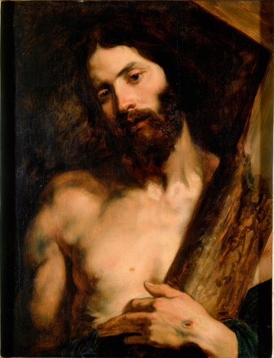 Antony Van Dyckin (1599-1641) maalaus Kristus kantamassa ristiä 1619 noin. Aurinko. 65x50 cm Genes, Galleria di Palazzo Rosso tekijältä Anthony van Dyck