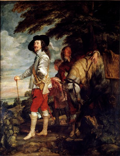 Täyspitkä pop-muotokuva Englannin Charles I:stä, joka tunnetaan myös metsästyksen kuninkaana, n. 1635 (öljy kankaalle) tekijältä Anthony van Dyck